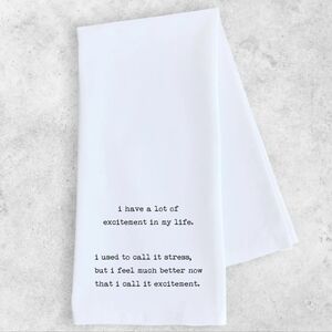 NWT SARCASTIC 100 Percent Cotton White Tea Towel